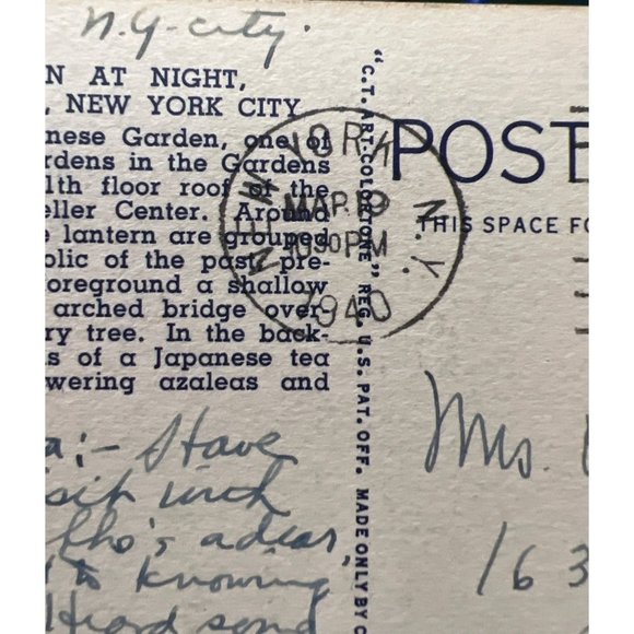 Postcard Japanese Garden At Night Rockefeller Center New York City NY Vintage - Picture 4 of 6